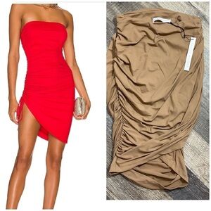 SUSANA MONACO GATHERED SIDE TUBE DRESS TOASTED ALMOND SIZE MEDIUM NEW WITH TAGS